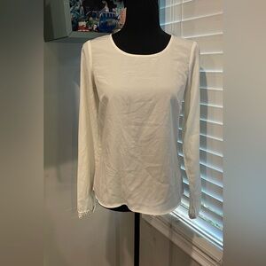 The Limited Ivory With Gold Accent Long‎ Sleeve Blouse